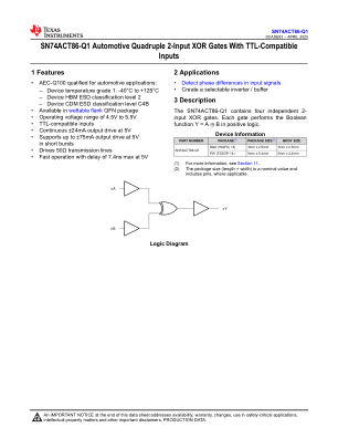 SN74ACT86-Q1 数据手册首页