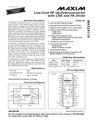 MAX2411A 数据手册首页