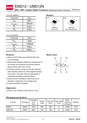 UMD12NTR datasheet cover page