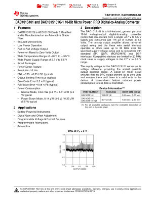 DAC101S101-Q1 数据手册首页