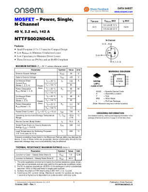 NTTFS002N04CL 数据手册首页