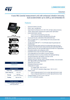 LSM6DSK320X datasheet cover page