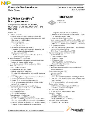 MCF5485EC 数据手册首页