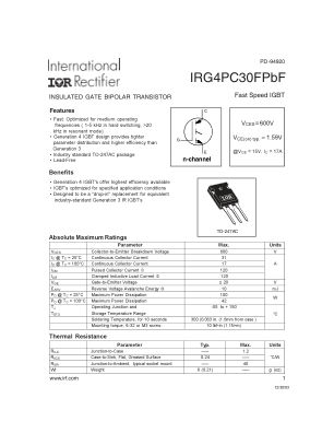 IRG4PC30F datasheet cover page