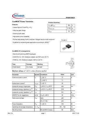 IPI50R199CP 数据手册首页