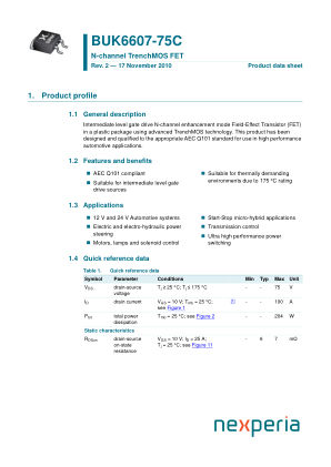BUK6607-75C datasheet cover page