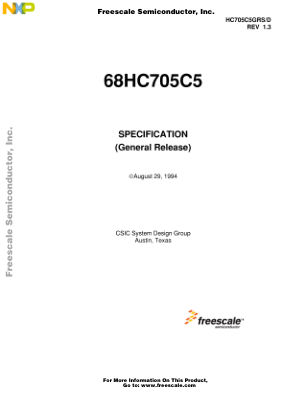 HC705C5GRS 数据手册首页