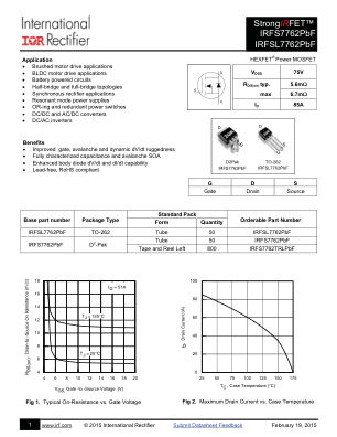 IRFS7762 datasheet cover page