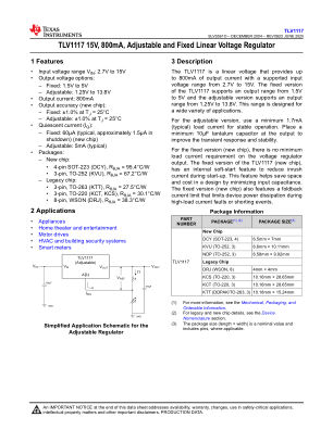 TLV1117 datasheet cover page