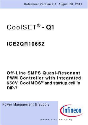 ICE2QR1065Z datasheet cover page