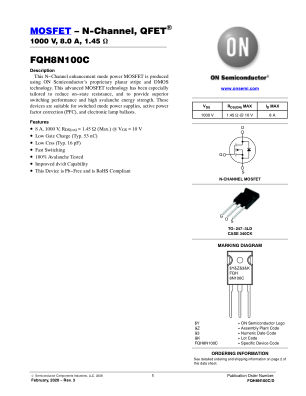 FQH8N100C 数据手册首页