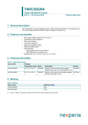 74HC3GU04DP datasheet cover page