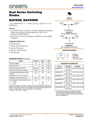 BAV99WT1 数据手册首页
