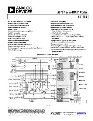 AD1985 datasheet cover page