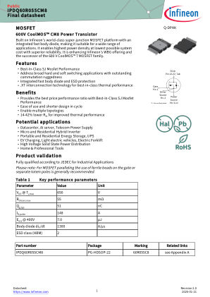 IPDQ60R055CM8 datasheet cover page