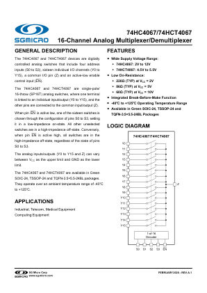 74HC4067 datasheet cover page