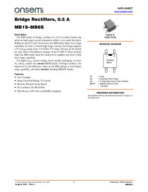 MB8S datasheet cover page