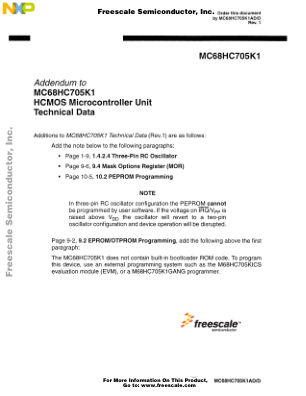 MC68HC705K1AD datasheet cover page