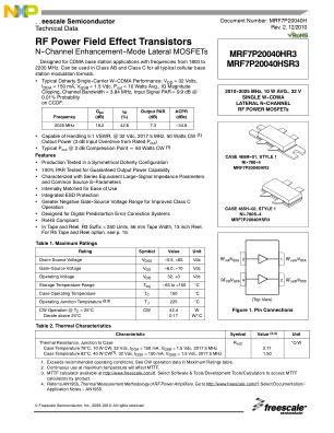MRF7P20040H datasheet cover page