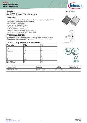 ISC060N06NM6 datasheet cover page