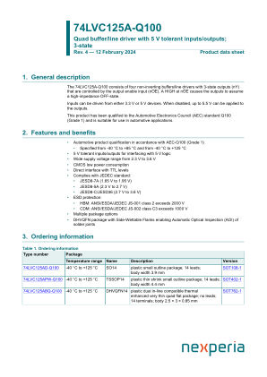 74LVC125APW-Q100J datasheet cover page