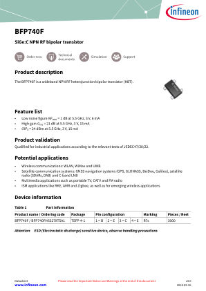 BFP740F 数据手册首页