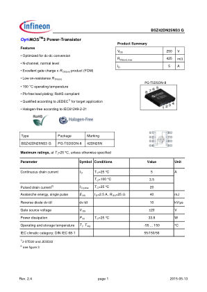 BSZ42DN25NS3-G datasheet cover page