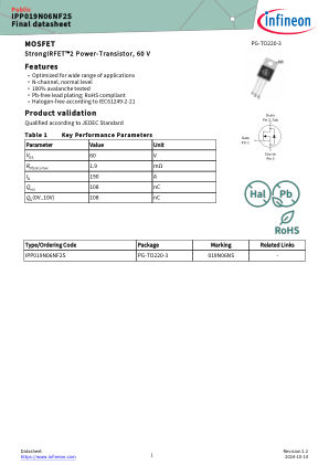 IPP019N06NF2S 数据手册首页