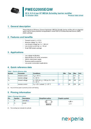PMEG2005EGW118 datasheet cover page