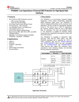 TPD4E001 datasheet cover page