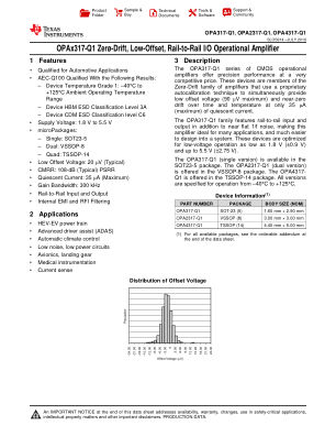OPA317-Q1 数据手册首页