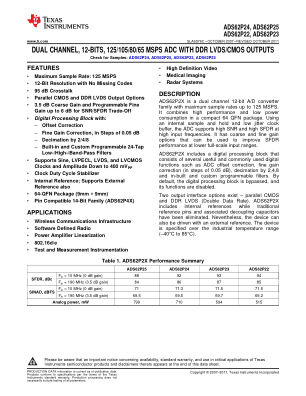 ADS62P25 datasheet cover page