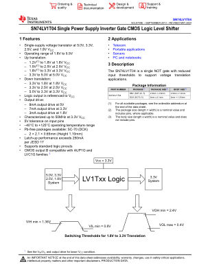 SN74LV1T04 数据手册首页