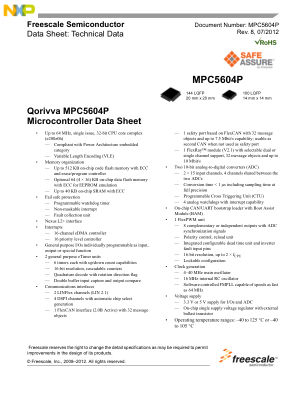 MPC5604P 数据手册首页