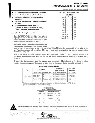 SN74CBTLV3384 数据手册首页