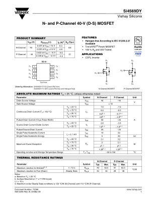 SI4569DY datasheet cover page