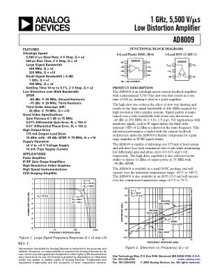 AD8009 数据手册首页