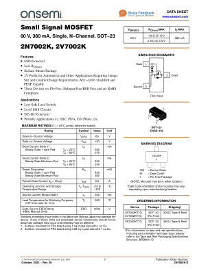 2N7002K datasheet cover page