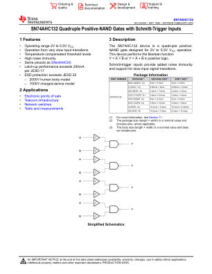 SN74AHC132 datasheet cover page