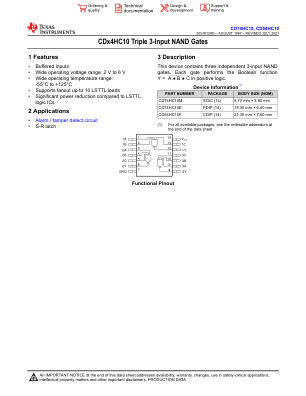 CD74HC10 数据手册首页