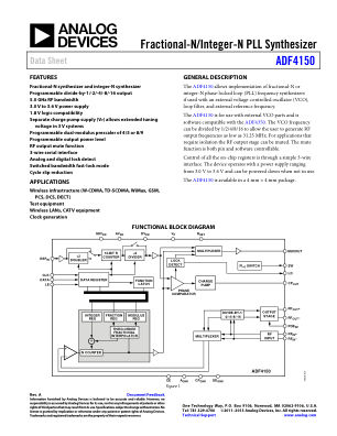 ADF4150 数据手册首页