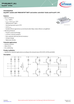 FP15R12W1T7-B11 datasheet cover page