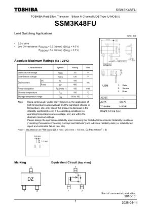 SSM3K48FU 数据手册首页