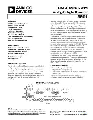AD6644 数据手册首页