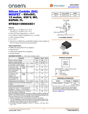 NTBG015N065SC1 datasheet cover page