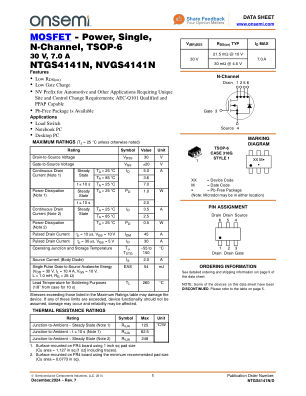 NTGS4141N datasheet cover page
