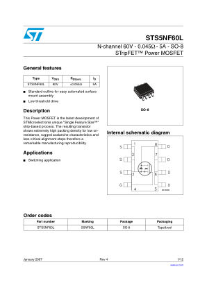 STS5NF60L 数据手册首页