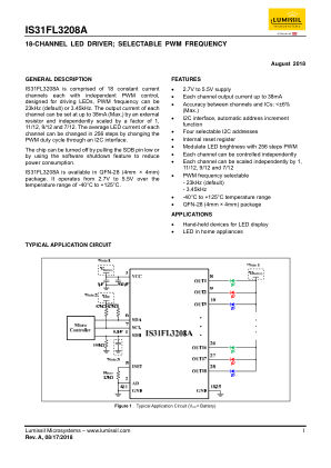 IS31FL3208A-QFLS4-TR datasheet cover page