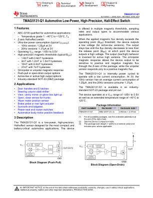 TMAG5131-Q1 数据手册首页