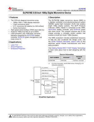 DLP651NE datasheet cover page